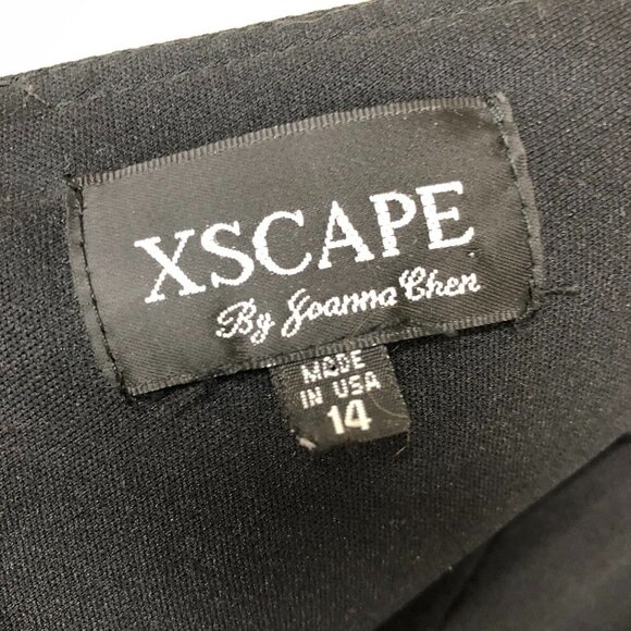 XSCAPE‎ Black Embellished Shoulder Ruched Sleeveless Dress Sz 14 - Picture 11 of 13